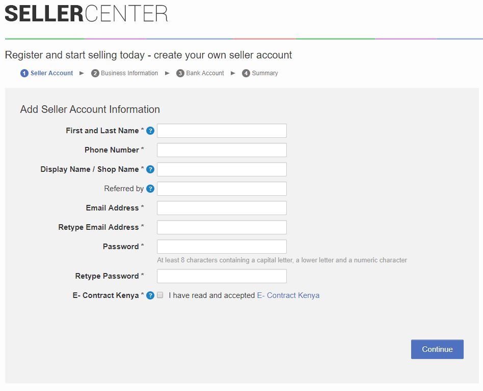 jumia seller center filling the form