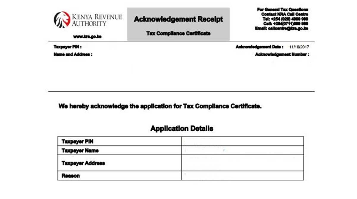 How to apply for KRA tax compliance certificate