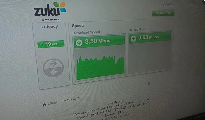 how to use and understand zuku internet speed test